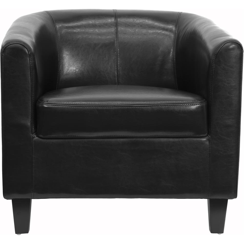 Black LeatherSoft Lounge Chair with Sloping Arms. Picture 4