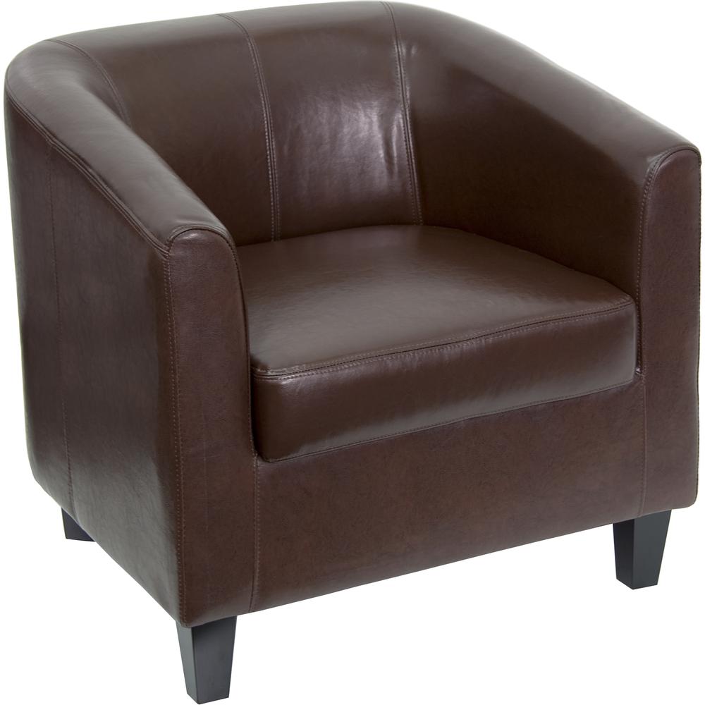 Brown LeatherSoft Lounge Chair with Sloping Arms. Picture 1