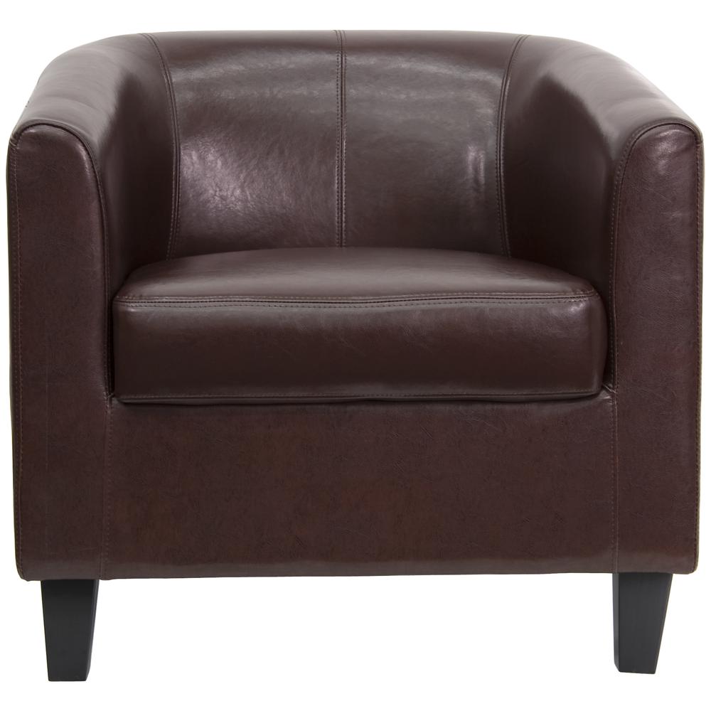 Brown LeatherSoft Lounge Chair with Sloping Arms. Picture 4