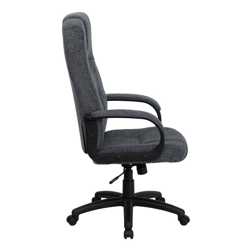 High Back Gray Fabric Executive Swivel Office Chair with Arms. Picture 3