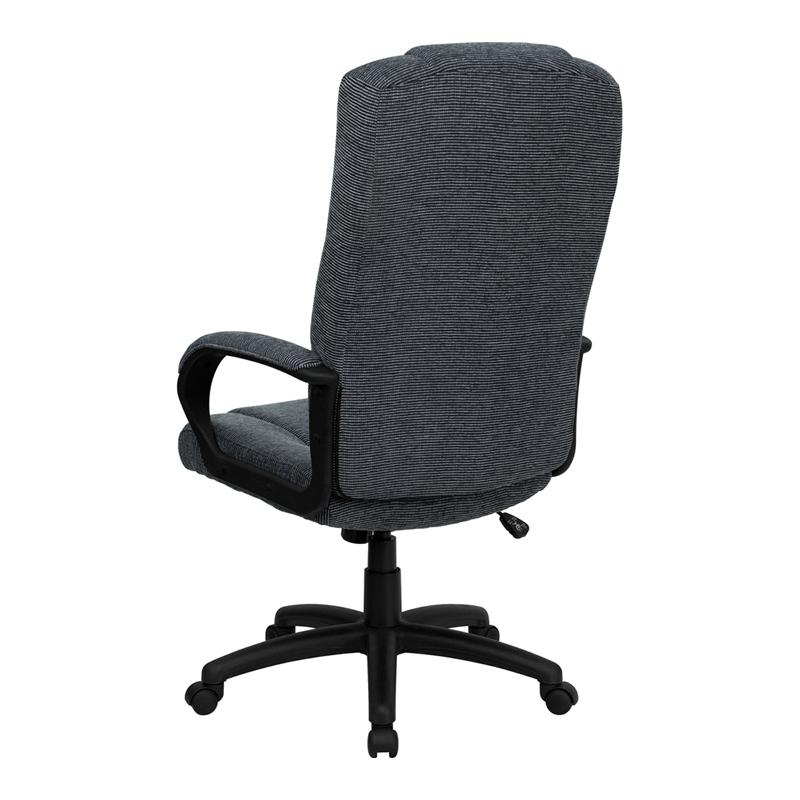 High Back Gray Fabric Executive Swivel Office Chair with Arms. Picture 4