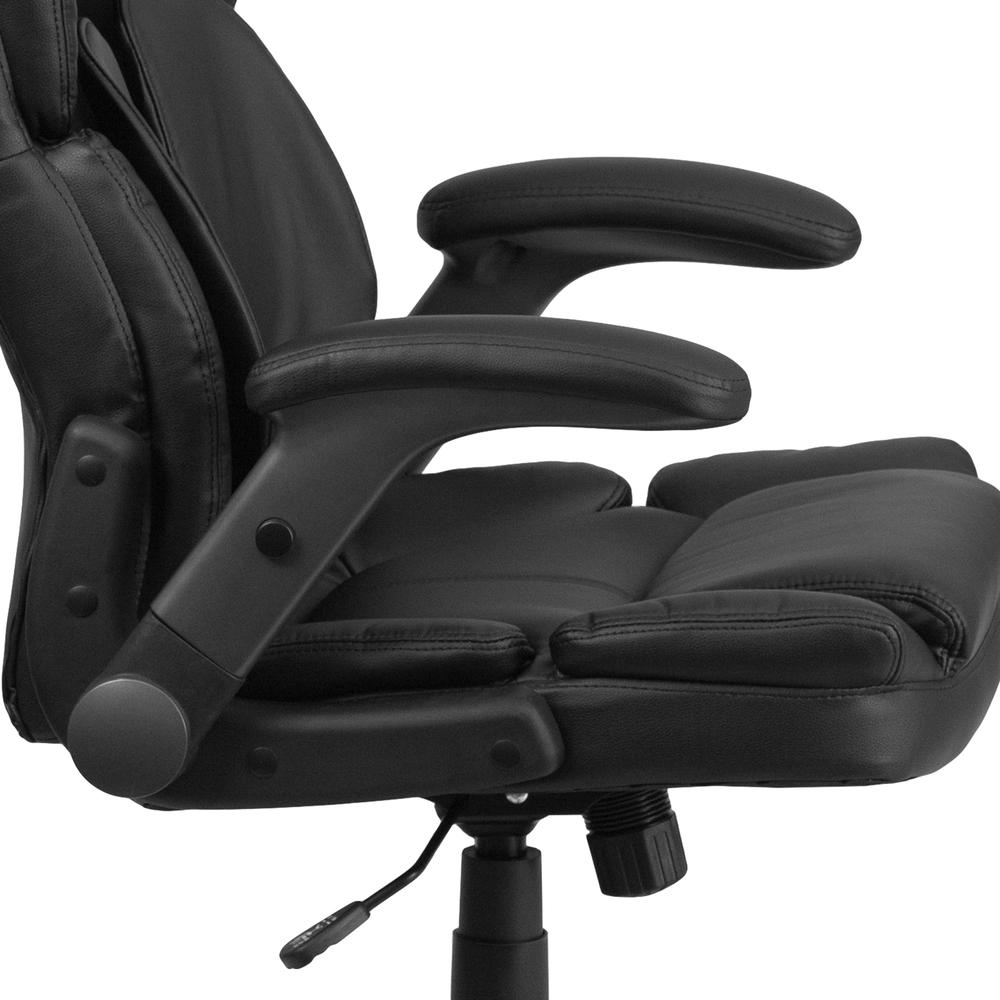 Extreme Comfort High Back Black LeatherSoft Executive Swivel Ergonomic Office Chair with Flip-Up Arms. Picture 7