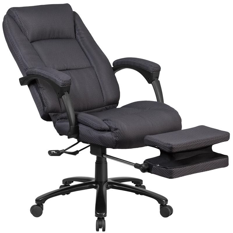 High Back Gray Fabric Executive Reclining Swivel Office Chair with