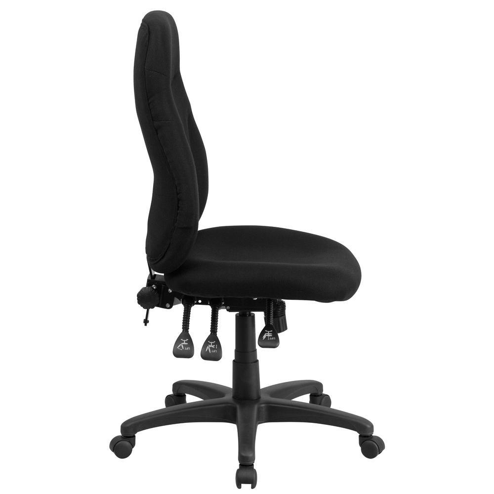 High Back Black Fabric Multifunction Swivel Ergonomic Task Office Chair. Picture 2