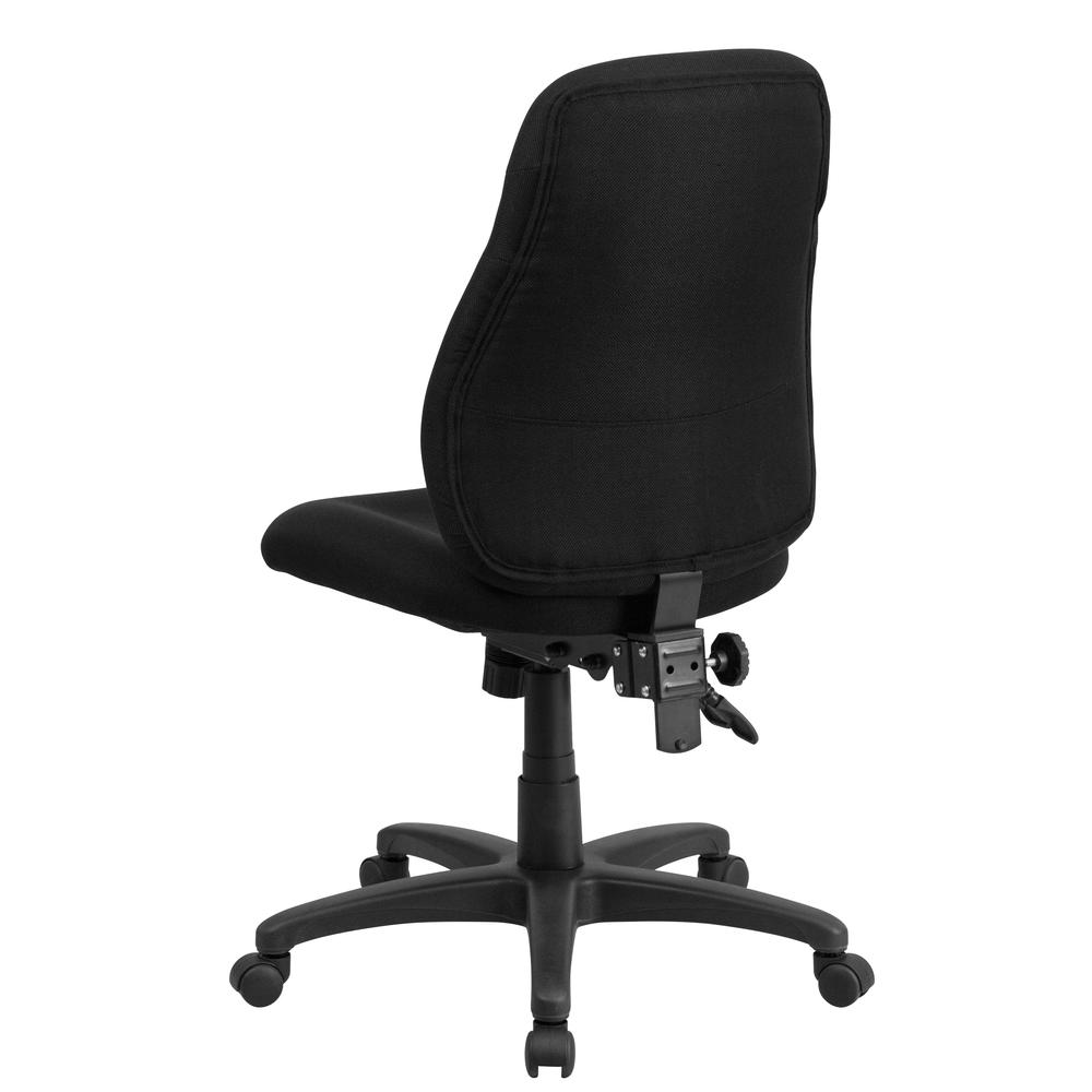 Mid-Back Black Fabric Multifunction Swivel Ergonomic Task Office Chair with 1.5" Back Adjustment. Picture 3