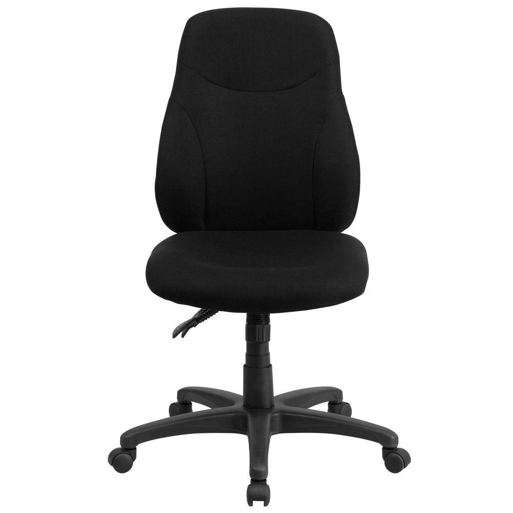 Mid-Back Black Fabric Multifunction Swivel Ergonomic Task Office Chair with 1.5" Back Adjustment. Picture 4