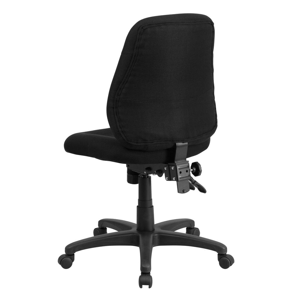Mid-Back Black Fabric Multifunction Swivel Ergonomic Task Office Chair with 1.75" Back Adjustment. Picture 3