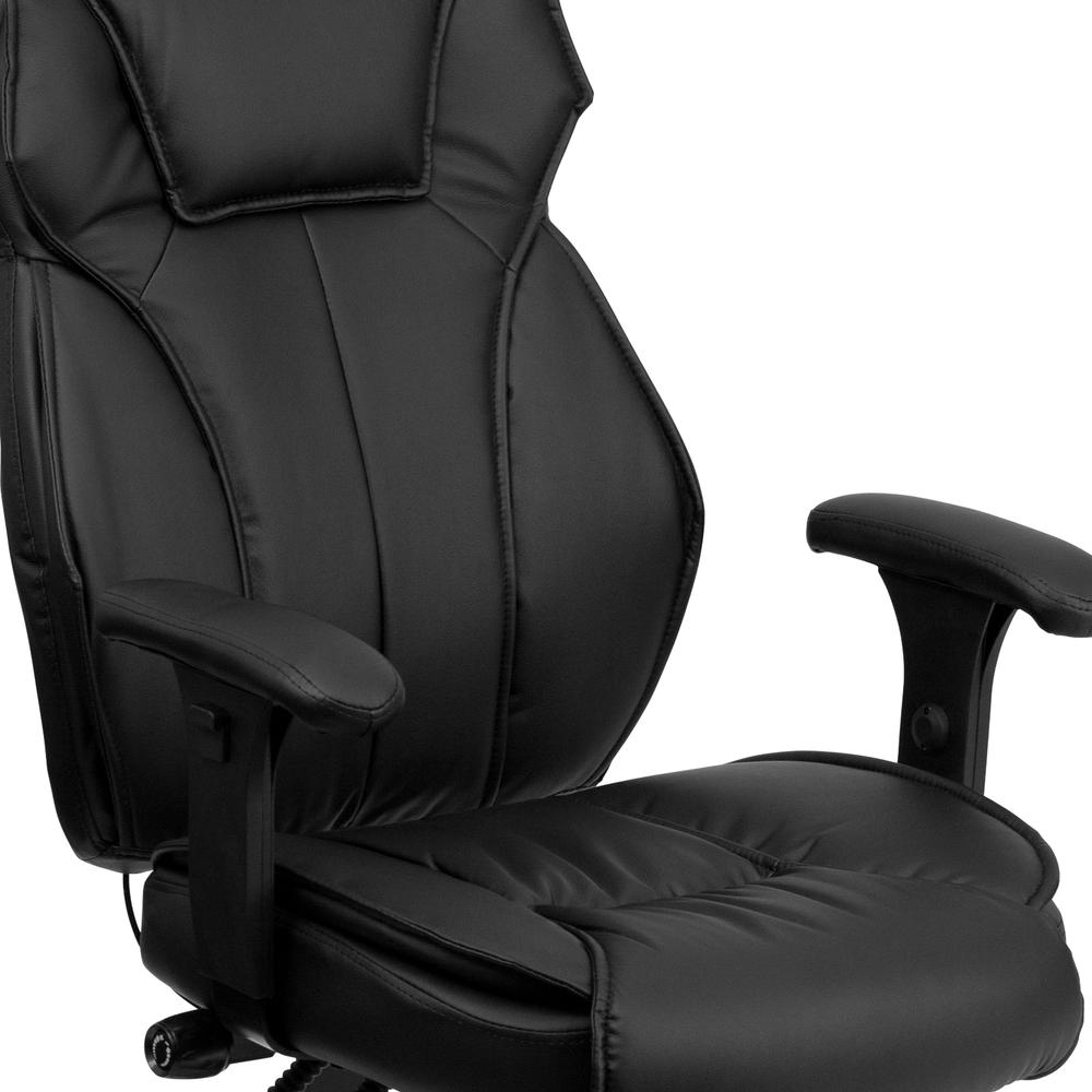 High Back Black LeatherSoft Multifunction Executive Swivel Ergonomic Office Chair with Lumbar Support Knob with Arms. Picture 7