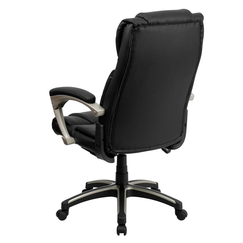 High Back Folding Black LeatherSoft Executive Swivel Office Chair with Arms. Picture 3