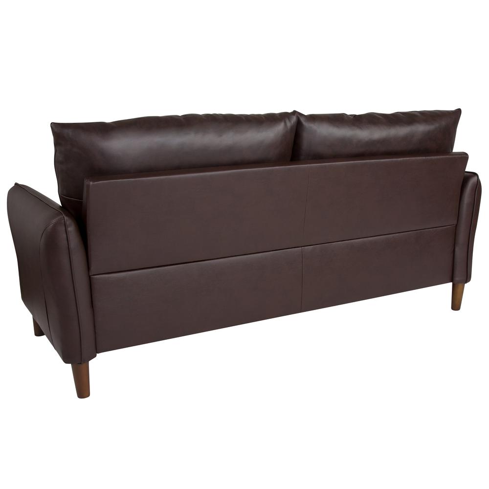 Milton Park Upholstered Plush Pillow Back Sofa in Brown LeatherSoft. Picture 3