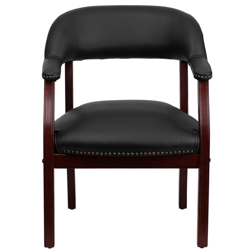 Black Vinyl Luxurious Conference Chair with Accent Nail Trim. Picture 5