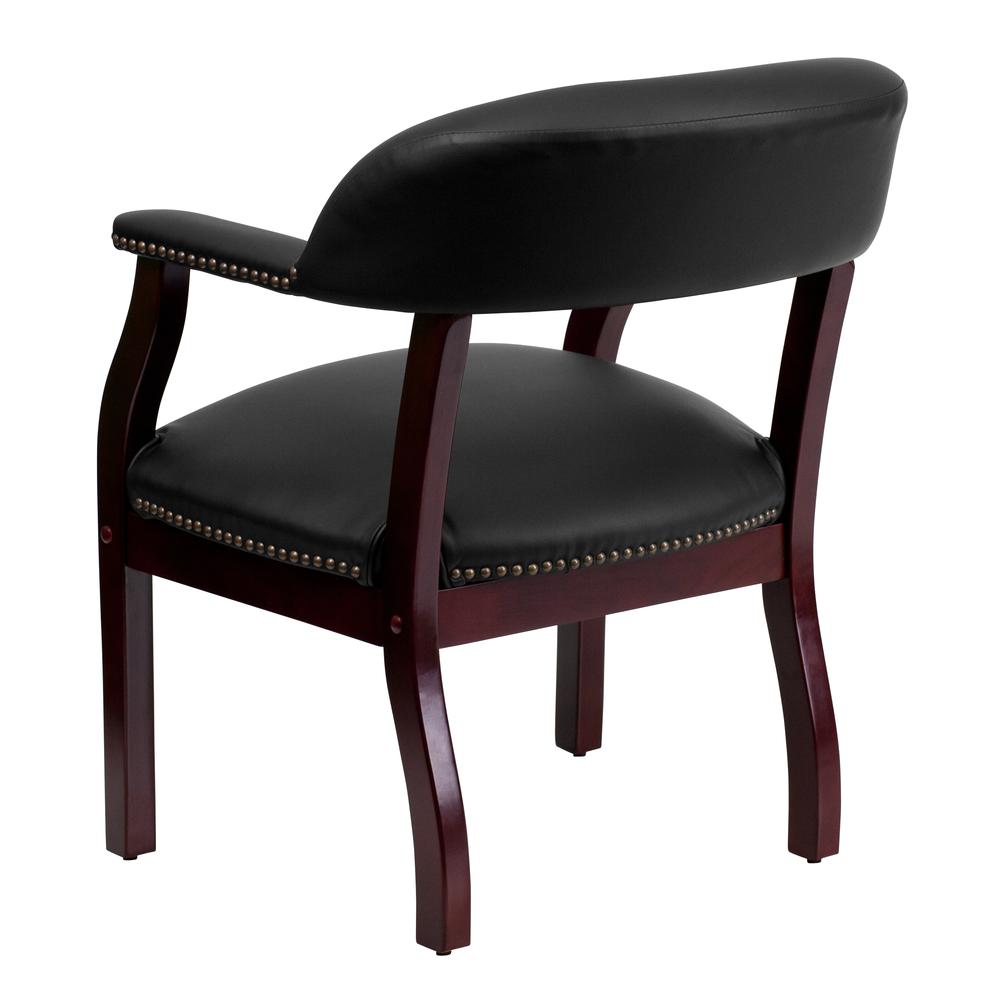 Black LeatherSoft Conference Chair with Accent Nail Trim. Picture 4