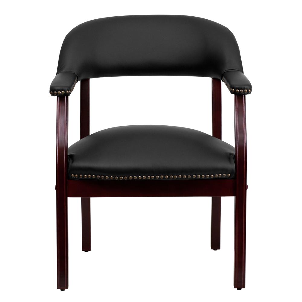 Black LeatherSoft Conference Chair with Accent Nail Trim. Picture 5
