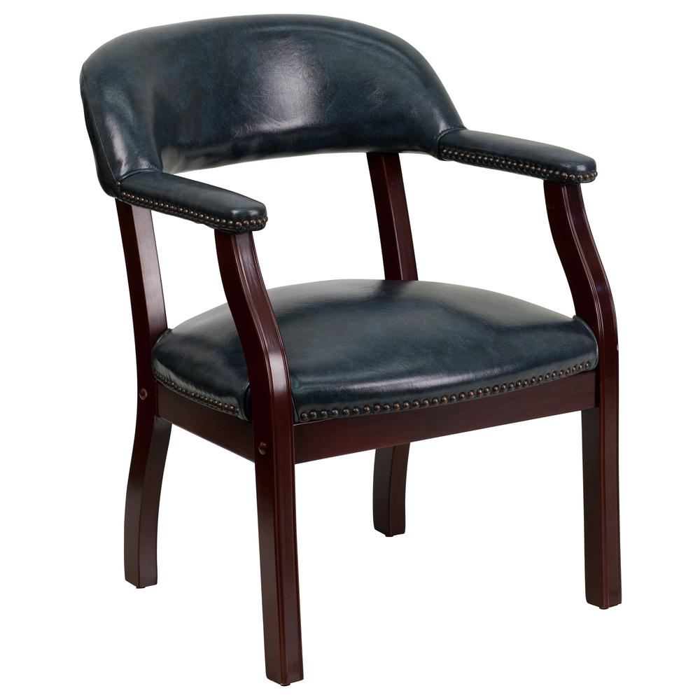 Navy Vinyl Luxurious Conference Chair with Accent Nail Trim. The main picture.