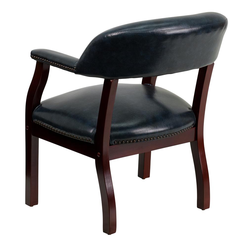 Navy Vinyl Luxurious Conference Chair with Accent Nail Trim. Picture 4
