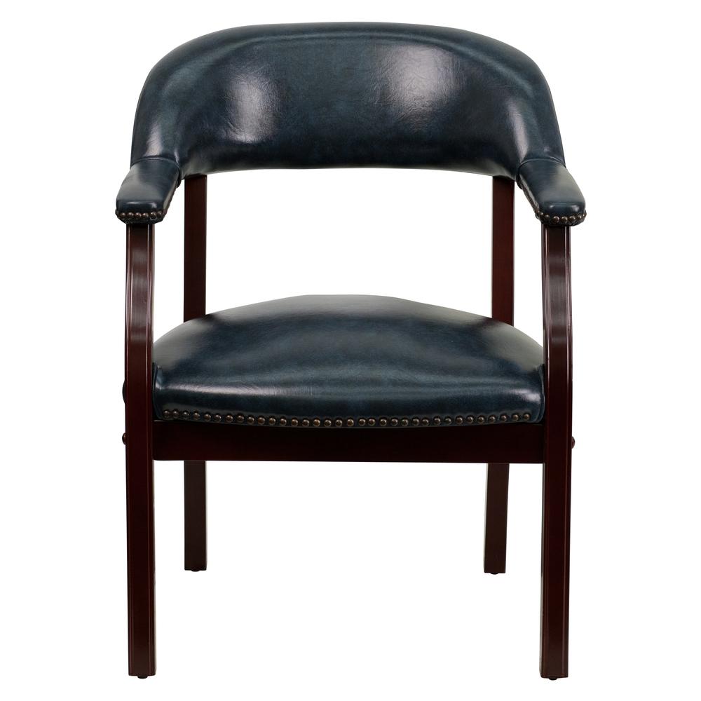 Navy Vinyl Luxurious Conference Chair with Accent Nail Trim. Picture 5