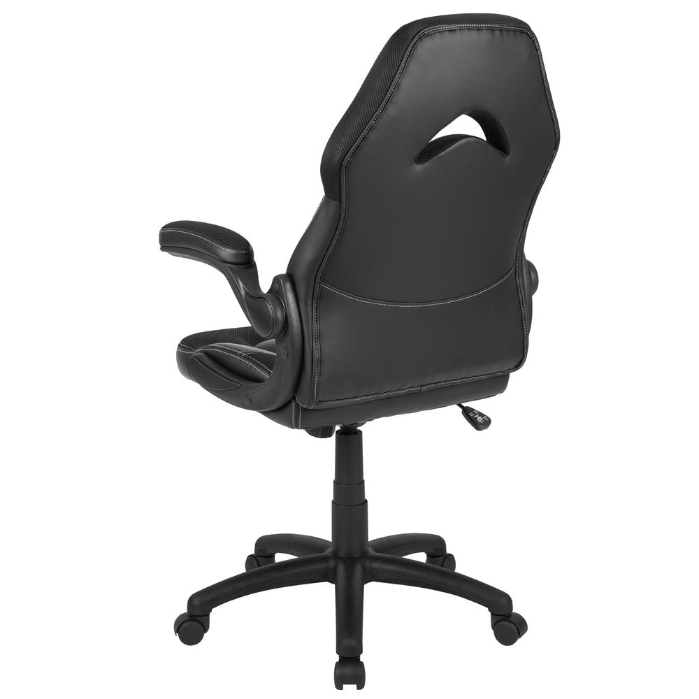 X10 Gaming Chair Racing Office Ergonomic Computer PC Adjustable Swivel Chair with Flip-up Arms, Black LeatherSoft. Picture 5