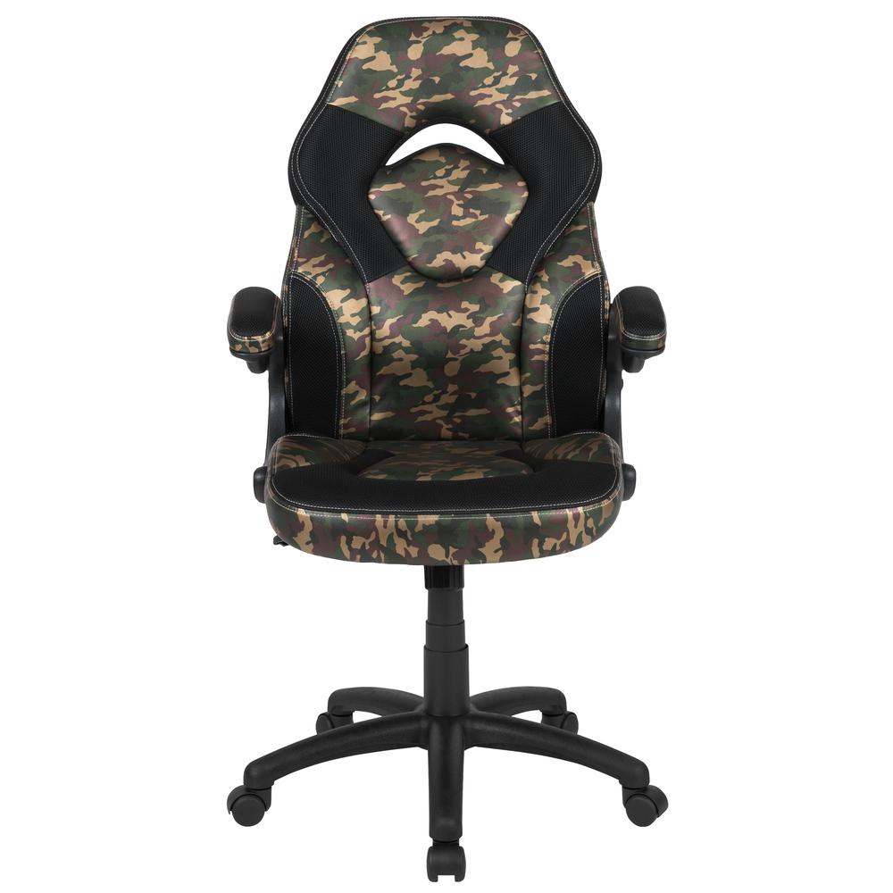 Gaming Chair Racing Office Ergonomic Computer PC Adjustable Swivel Chair with Flip-up Arms, Camouflage/Black LeatherSoft. Picture 5