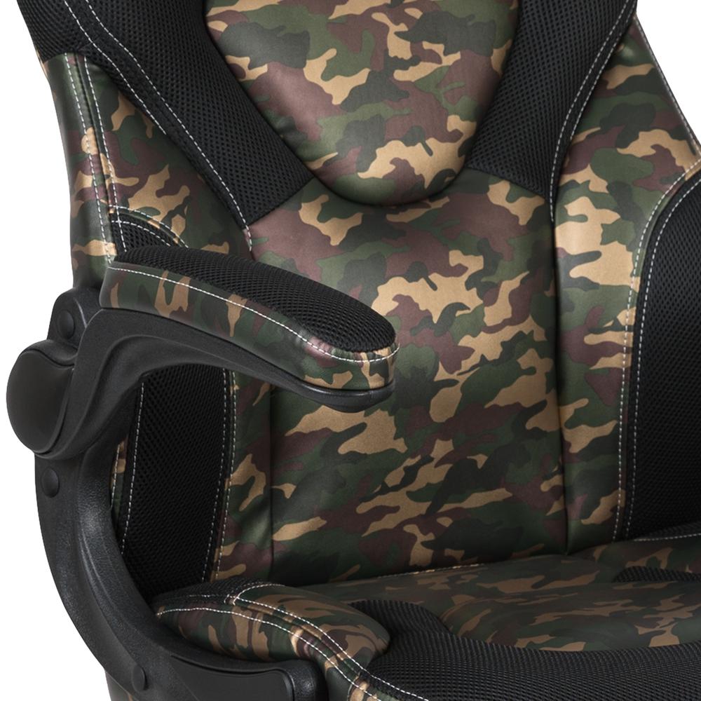 Gaming Chair Racing Office Ergonomic Computer PC Adjustable Swivel Chair with Flip-up Arms, Camouflage/Black LeatherSoft. Picture 7