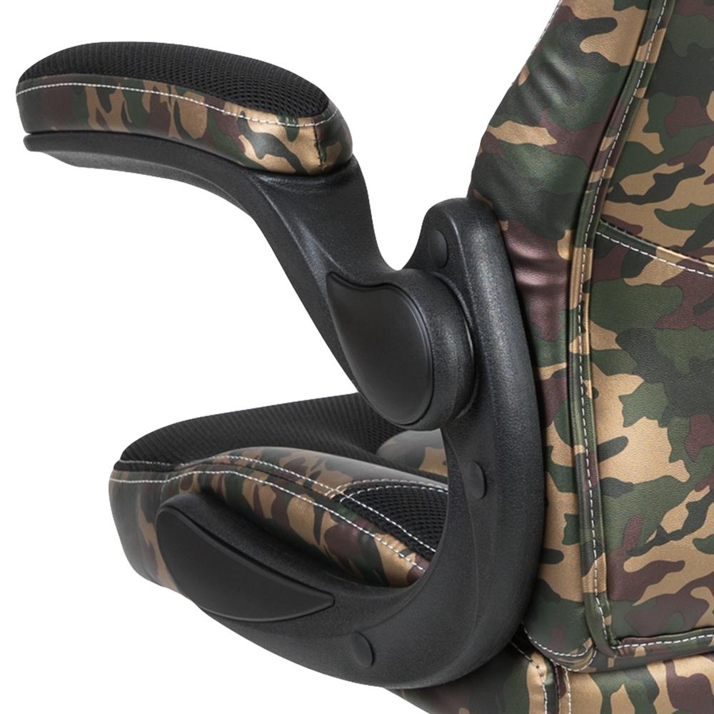 Gaming Chair Racing Office Ergonomic Computer PC Adjustable Swivel Chair with Flip-up Arms, Camouflage/Black LeatherSoft. Picture 8