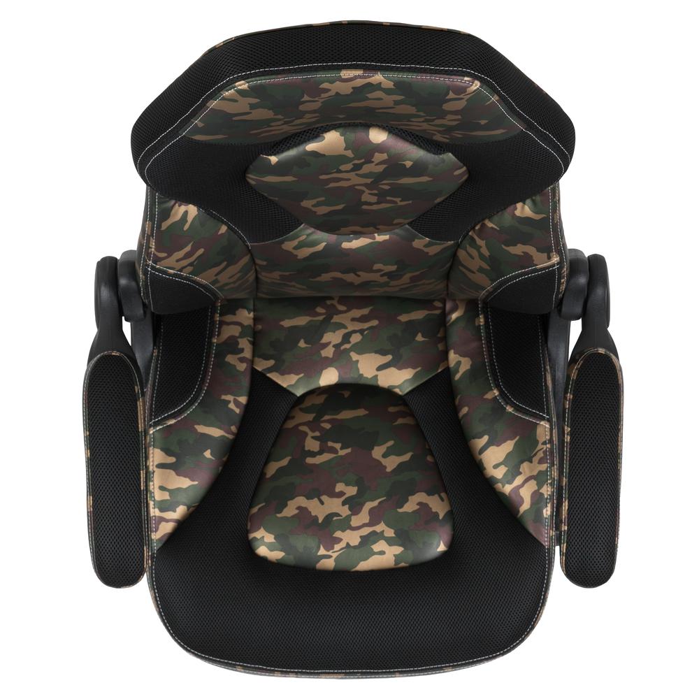 Gaming Chair Racing Office Ergonomic Computer PC Adjustable Swivel Chair with Flip-up Arms, Camouflage/Black LeatherSoft. Picture 9