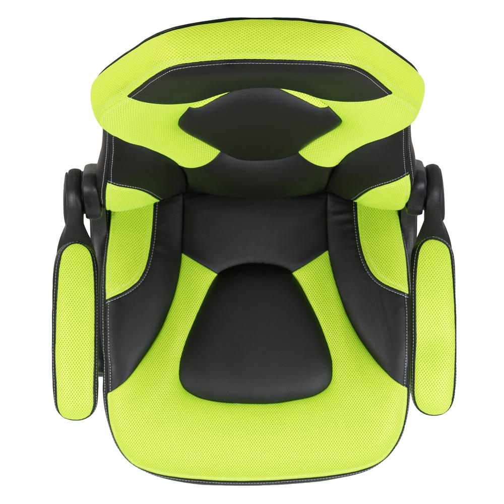 Gaming Chair Racing Office Ergonomic Computer PC Adjustable Swivel Chair with Flip-up Arms, Neon Green/Black LeatherSoft. Picture 9