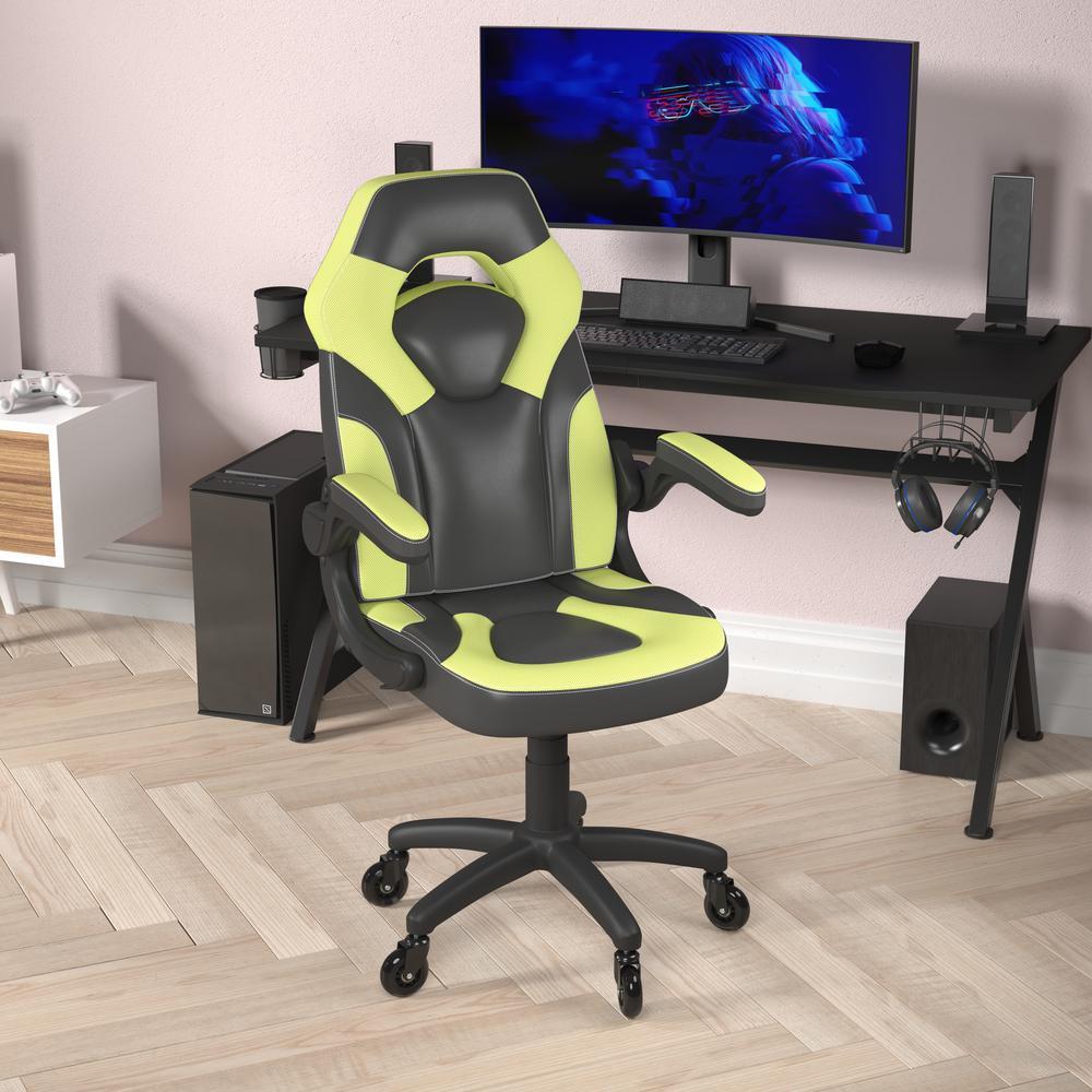 X10 Gaming Chair Racing Computer Chair, Neon Green/Black LeatherSoft. Picture 6