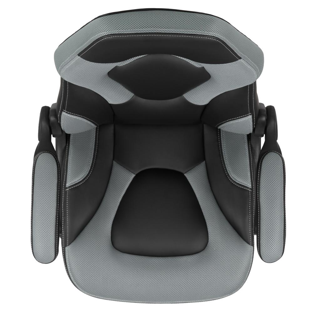 Gaming Chair Racing Office Ergonomic Computer PC Adjustable Swivel Chair with Flip-up Arms, Gray/Black LeatherSoft. Picture 9