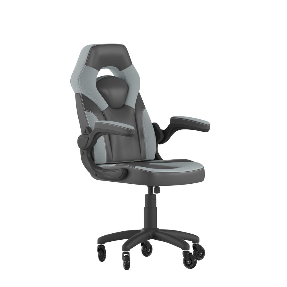 X10 Gaming Chair Racing Office Computer Chair, Gray/Black LeatherSoft. Picture 2