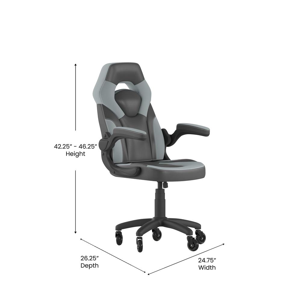 X10 Gaming Chair Racing Office Computer Chair, Gray/Black LeatherSoft. Picture 5