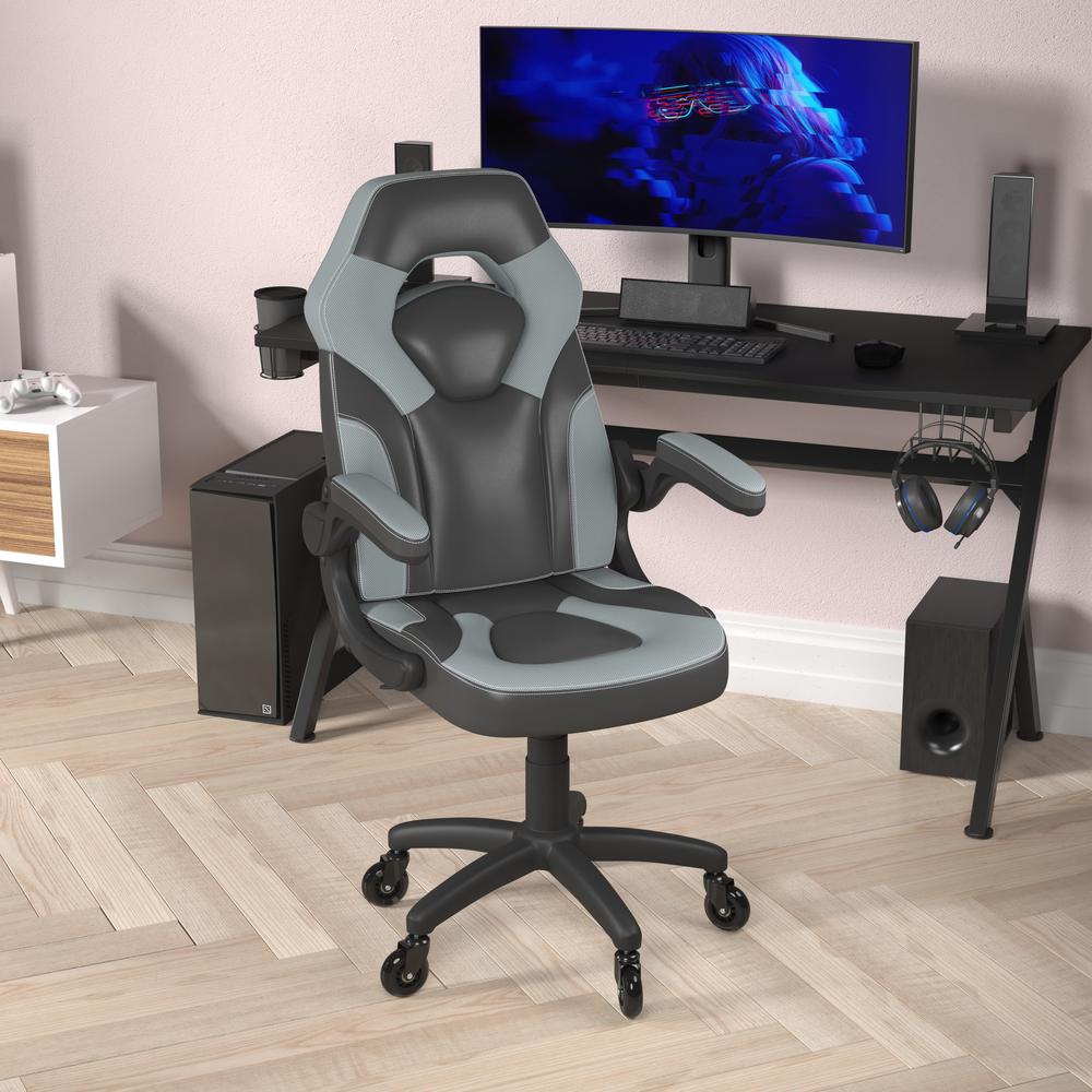 X10 Gaming Chair Racing Office Computer Chair, Gray/Black LeatherSoft. Picture 6