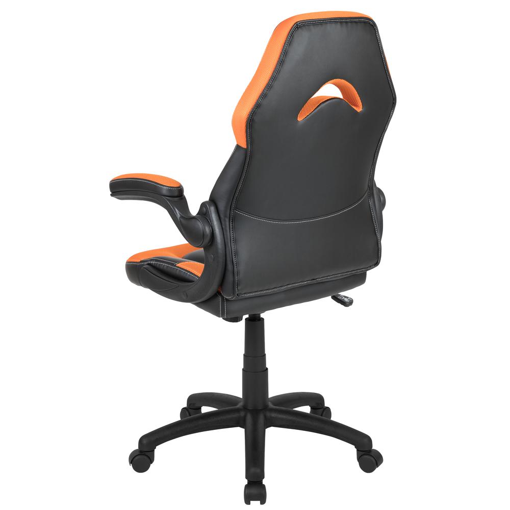 Gaming Chair Racing Office Ergonomic Computer PC Adjustable Swivel Chair with Flip-up Arms, Orange/Black LeatherSoft. Picture 4