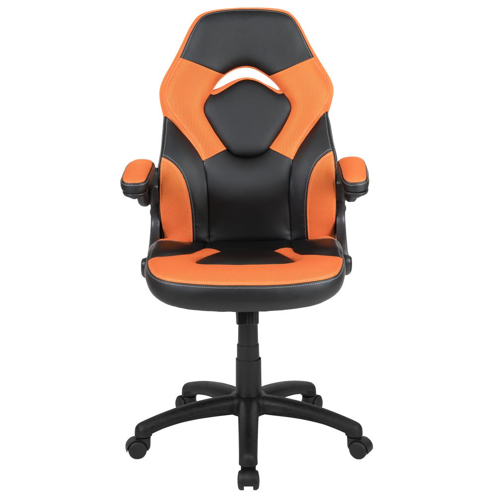 Gaming Chair Racing Office Ergonomic Computer PC Adjustable Swivel Chair with Flip-up Arms, Orange/Black LeatherSoft. Picture 5
