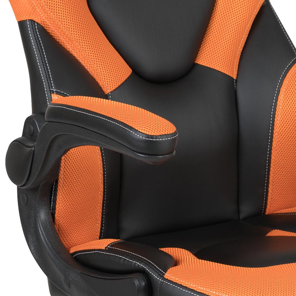 Gaming Chair Racing Office Ergonomic Computer PC Adjustable Swivel Chair with Flip-up Arms, Orange/Black LeatherSoft. Picture 7