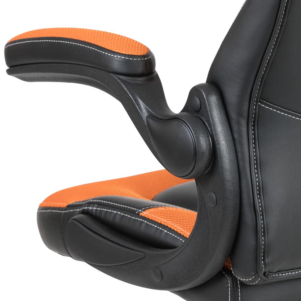 Gaming Chair Racing Office Ergonomic Computer PC Adjustable Swivel Chair with Flip-up Arms, Orange/Black LeatherSoft. Picture 8