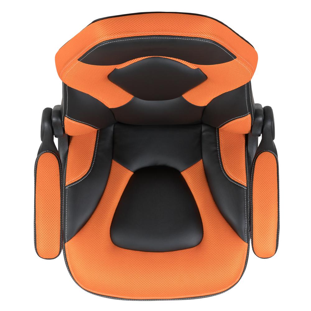 Gaming Chair Racing Office Ergonomic Computer PC Adjustable Swivel Chair with Flip-up Arms, Orange/Black LeatherSoft. Picture 9