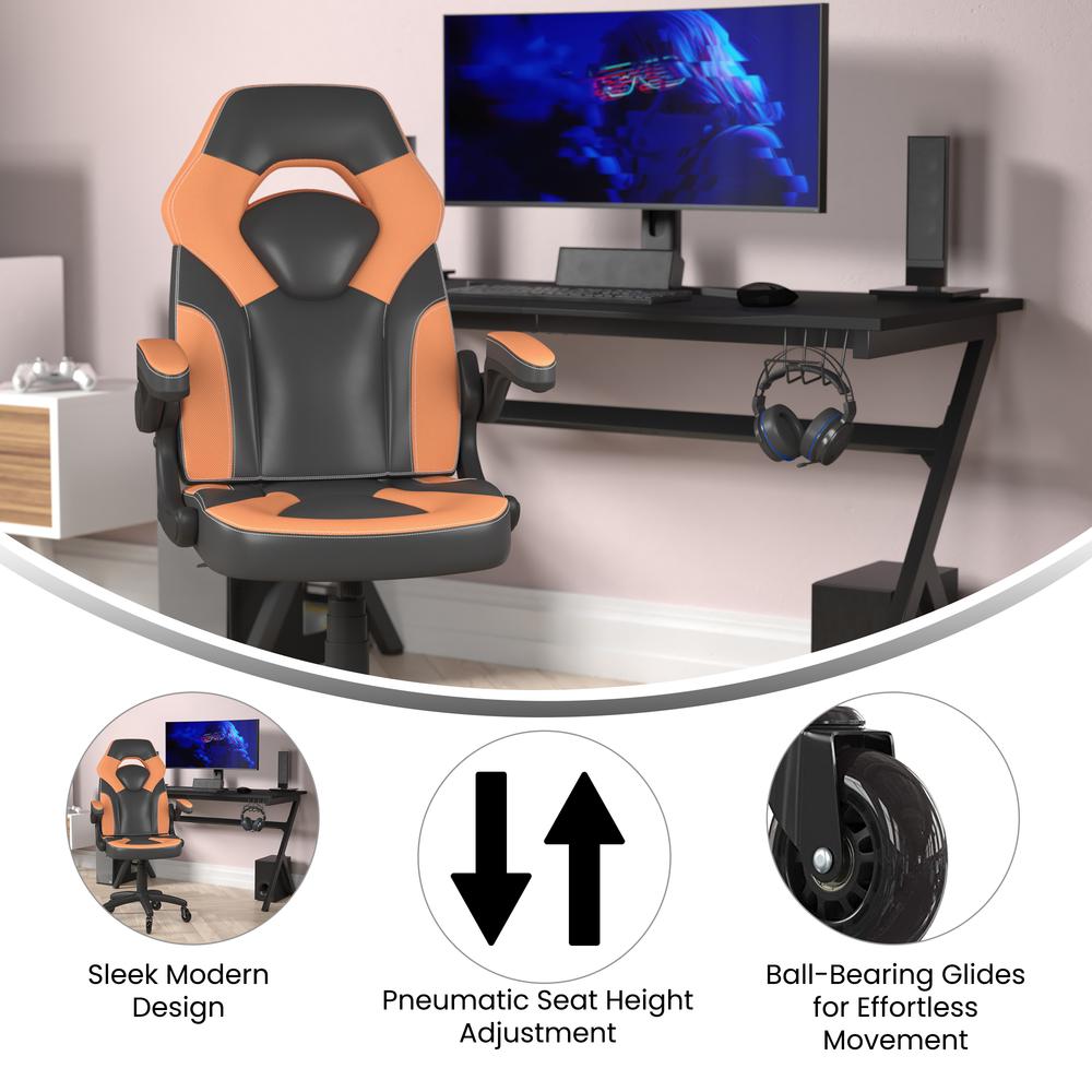 X10 Gaming Chair Racing Office Computer Chair, Orange/Black LeatherSoft. Picture 4