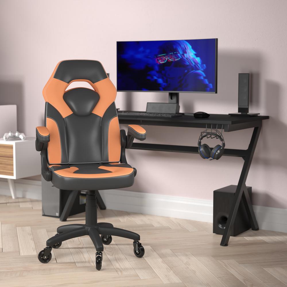 X10 Gaming Chair Racing Office Computer Chair, Orange/Black LeatherSoft. Picture 1