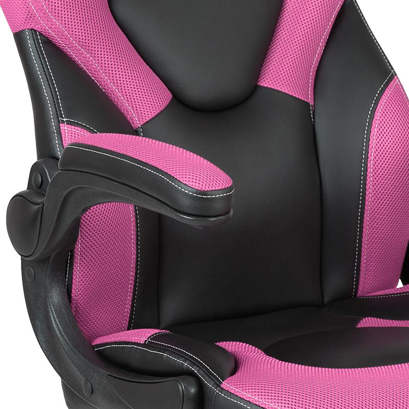 X10 Gaming Chair Racing Office Computer Swivel Chair, Pink/Black LeatherSoft. Picture 1