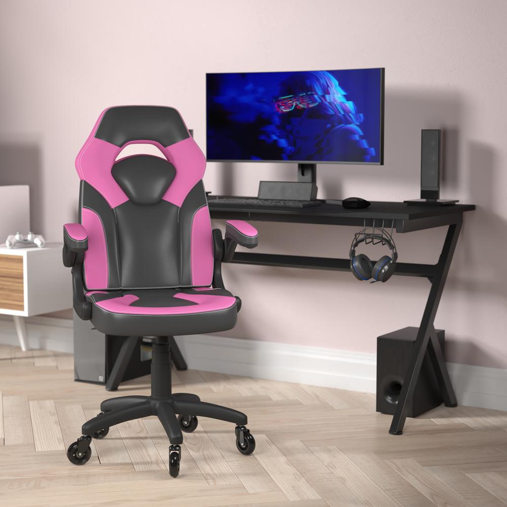 X10 Gaming Chair Racing Office Computer Chair, Pink/Black LeatherSoft. Picture 1