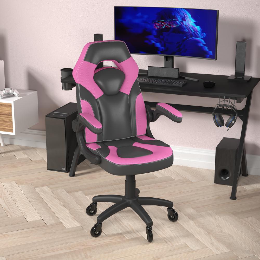 X10 Gaming Chair Racing Office Computer Chair, Pink/Black LeatherSoft. Picture 6