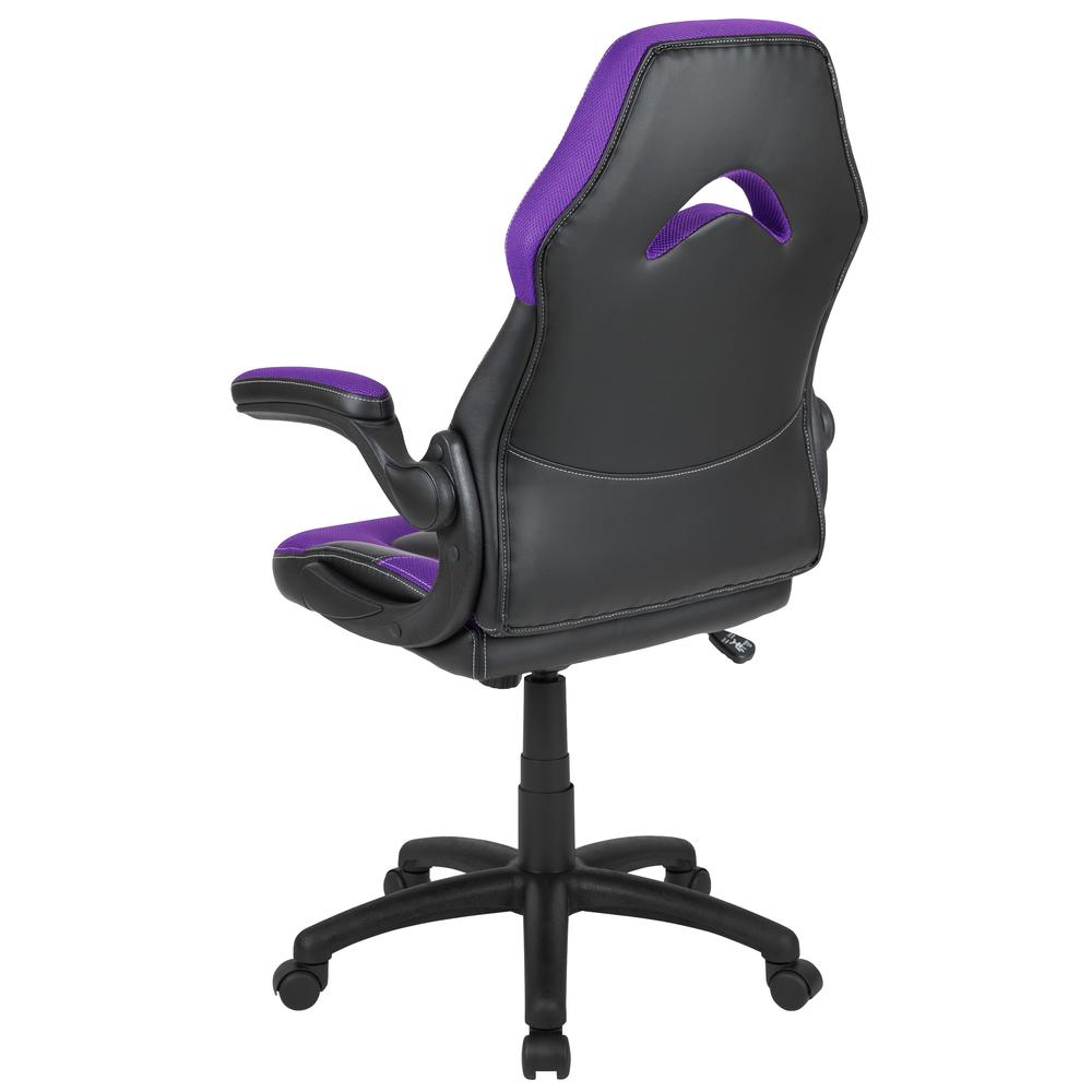 X10 Gaming Chair Racing Office Ergonomic Computer PC Adjustable Swivel Chair with Flip-up Arms, Purple/Black LeatherSoft. Picture 6