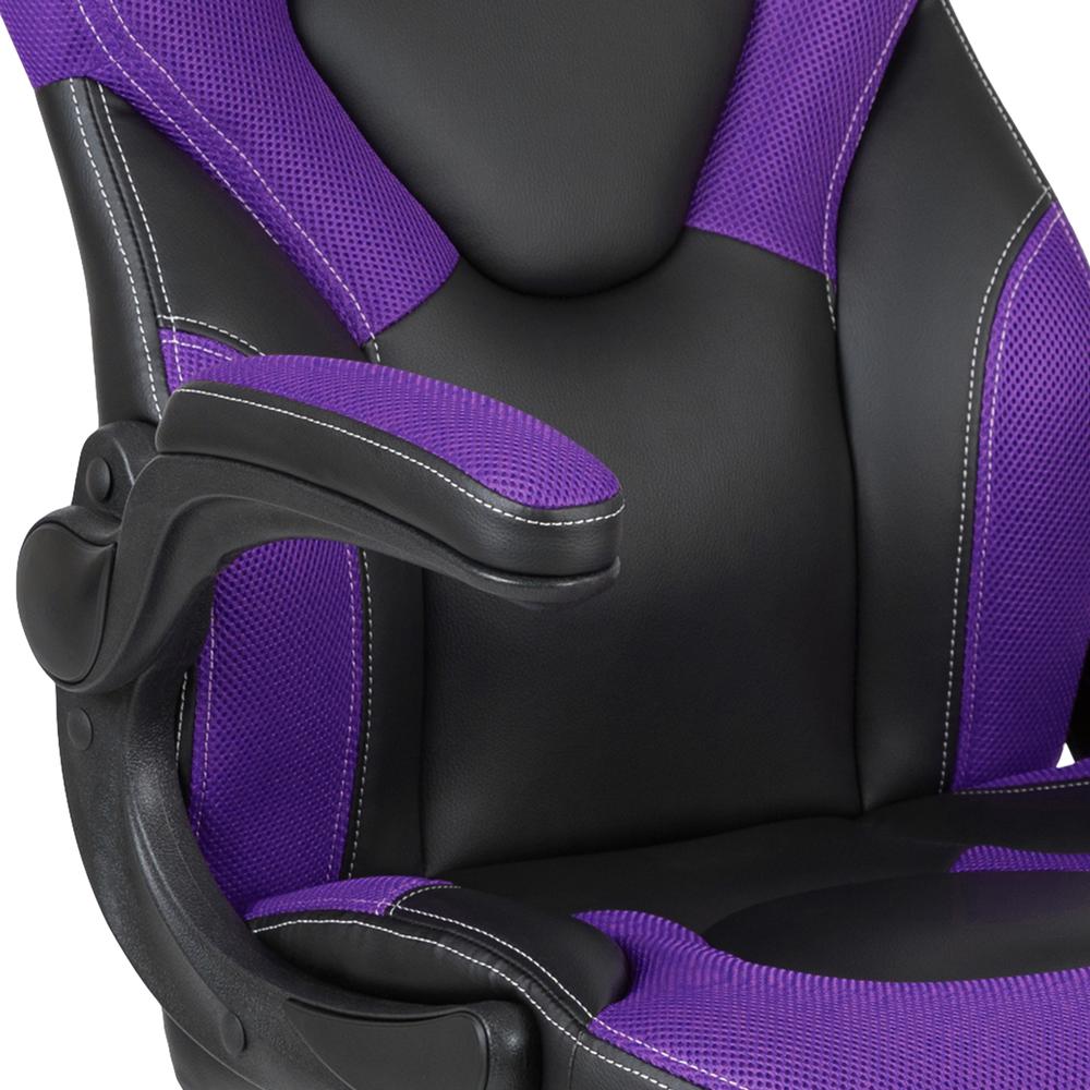 X10 Gaming Chair Racing Office Ergonomic Computer PC Adjustable Swivel Chair with Flip-up Arms, Purple/Black LeatherSoft. Picture 7