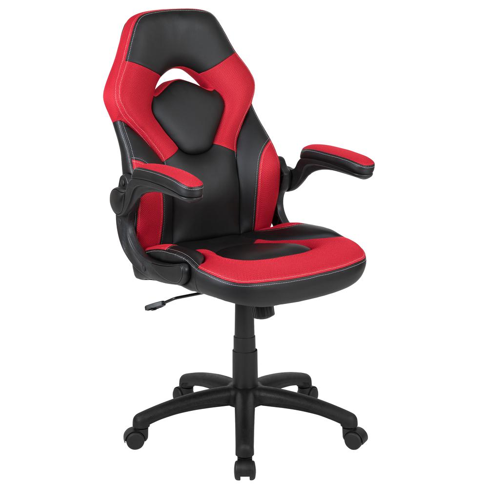 Gaming Chair Racing Office Ergonomic Computer PC Adjustable Swivel Chair with Flip-up Arms, Red/Black LeatherSoft. The main picture.