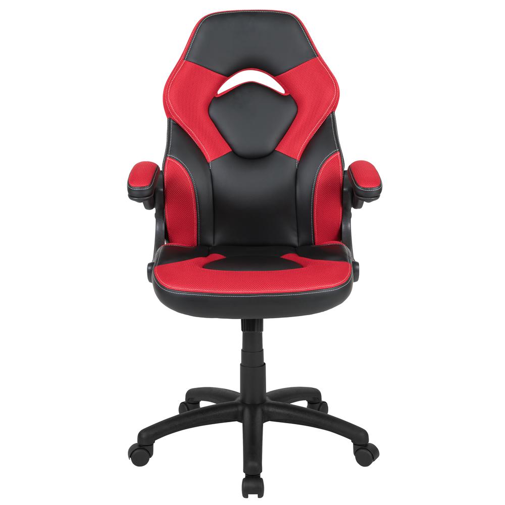 Gaming Chair Racing Office Ergonomic Computer PC Adjustable Swivel Chair with Flip-up Arms, Red/Black LeatherSoft. Picture 5