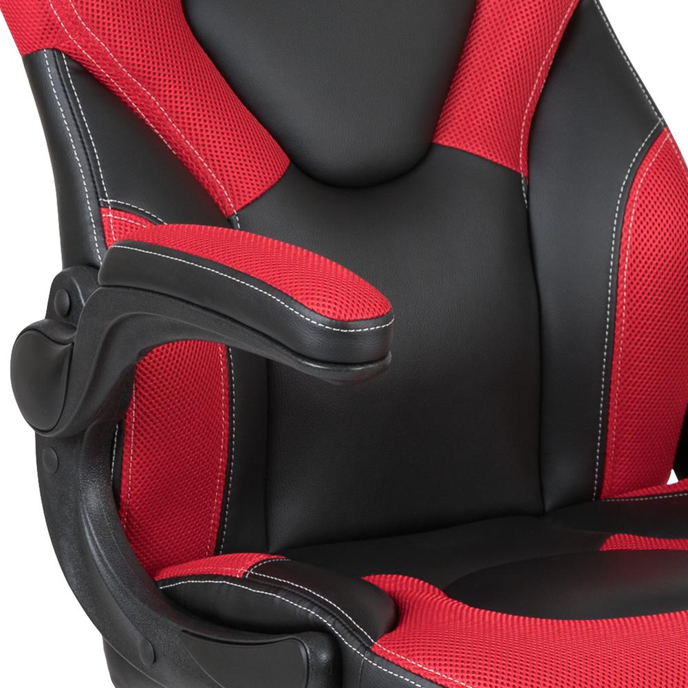 Gaming Chair Racing Office Ergonomic Computer PC Adjustable Swivel Chair with Flip-up Arms, Red/Black LeatherSoft. Picture 7