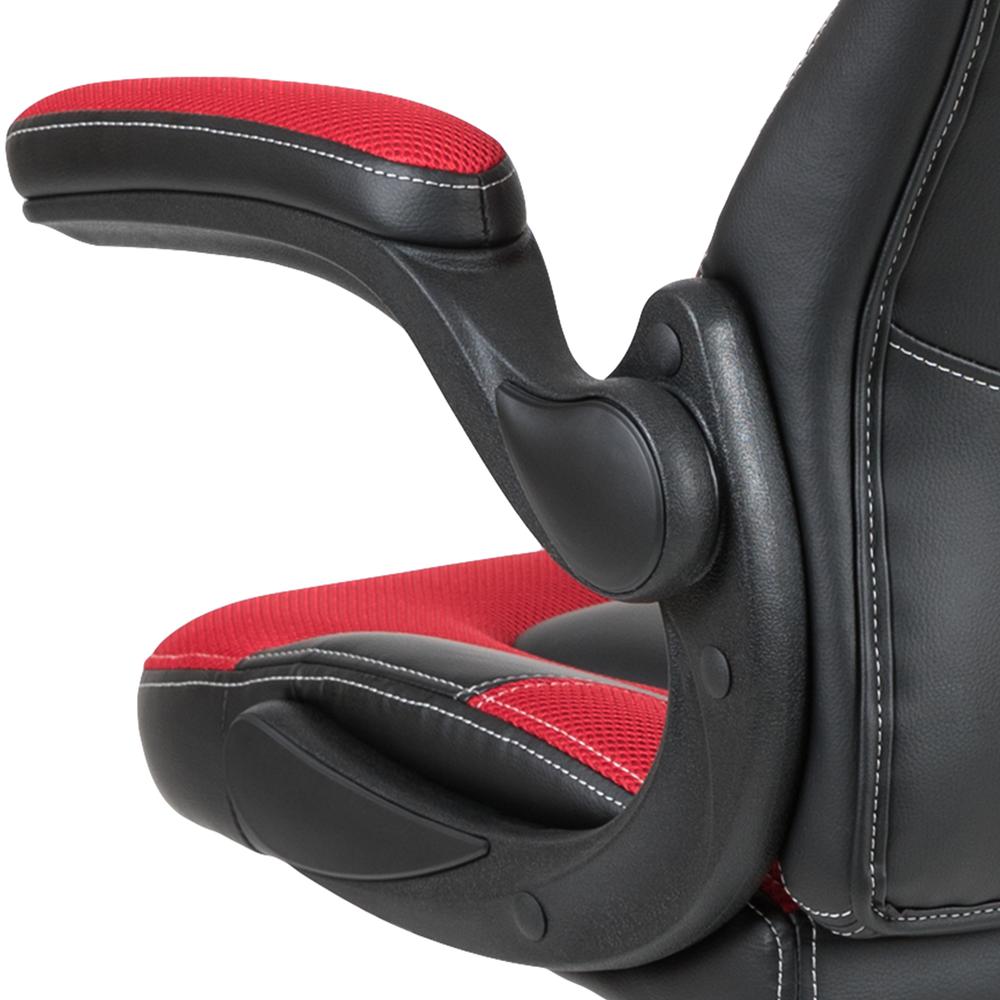 Gaming Chair Racing Office Ergonomic Computer PC Adjustable Swivel Chair with Flip-up Arms, Red/Black LeatherSoft. Picture 8