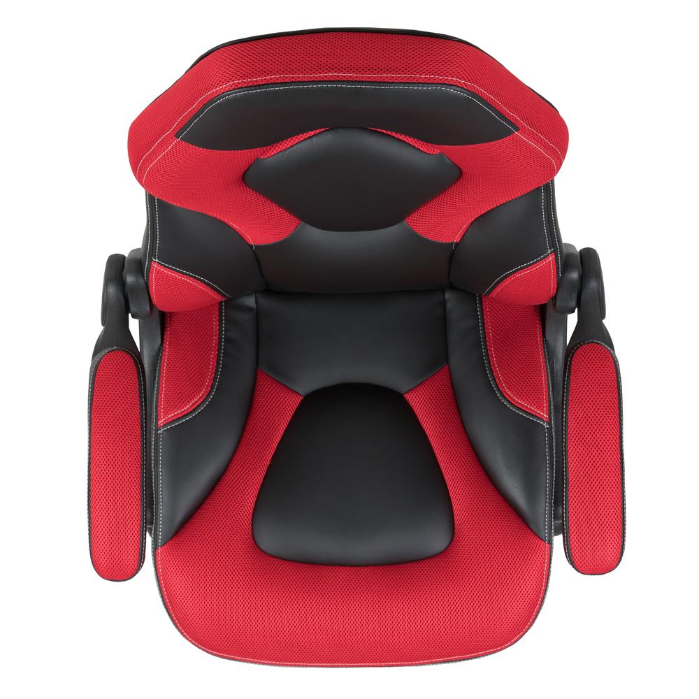 Gaming Chair Racing Office Ergonomic Computer PC Adjustable Swivel Chair with Flip-up Arms, Red/Black LeatherSoft. Picture 9