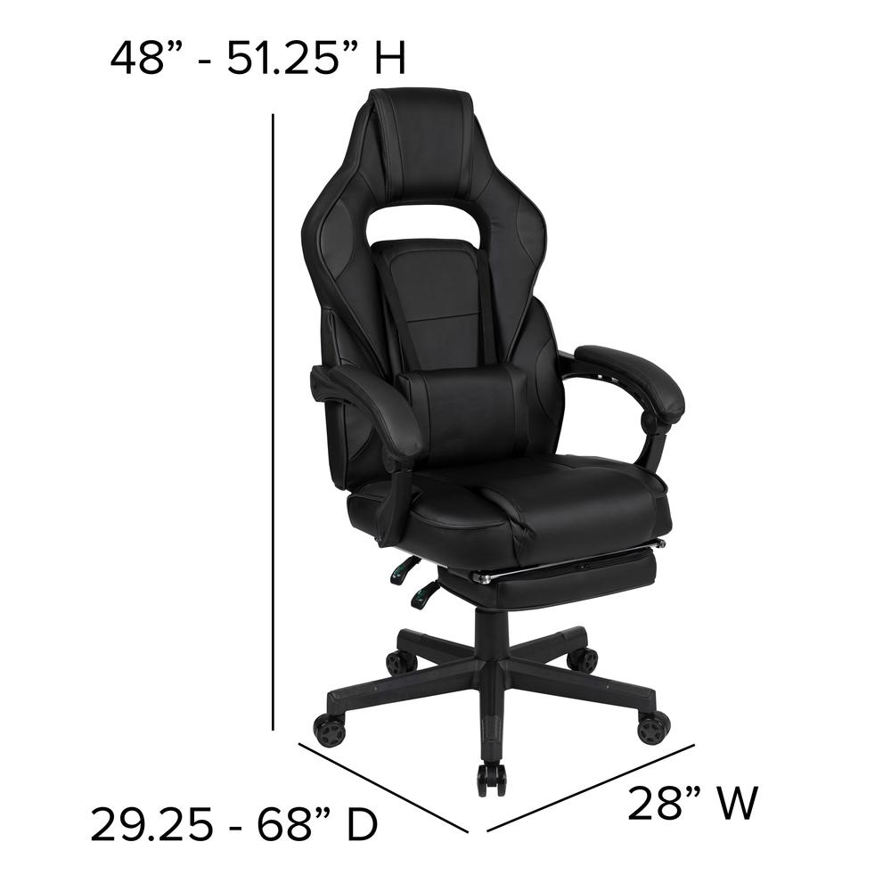 X40 Gaming Chair Racing Ergonomic Computer Chair with Fully Reclining Back/Arms, Slide-Out Footrest, Massaging Lumbar - Black. Picture 5