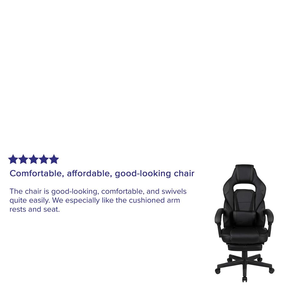 X40 Gaming Chair Racing Ergonomic Computer Chair with Fully Reclining Back/Arms, Slide-Out Footrest, Massaging Lumbar - Black. Picture 3